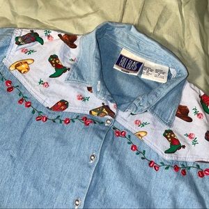 Cowgirl Pattern Denim Top